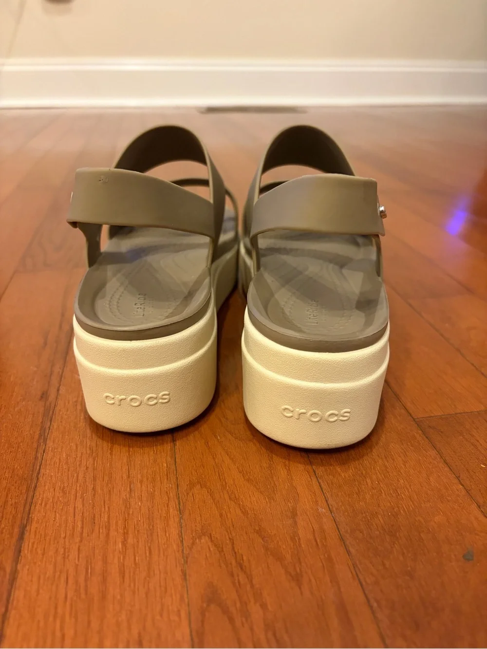 CROCS | Brooklyn Low Wedge Sandals- Khaki Bone